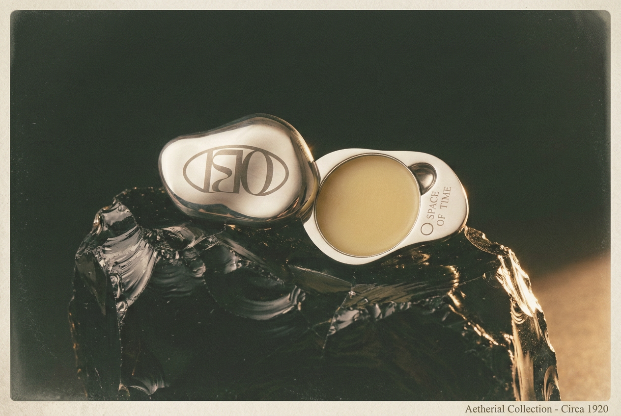 OBI Molten Scent compact on obsidian, mark detail