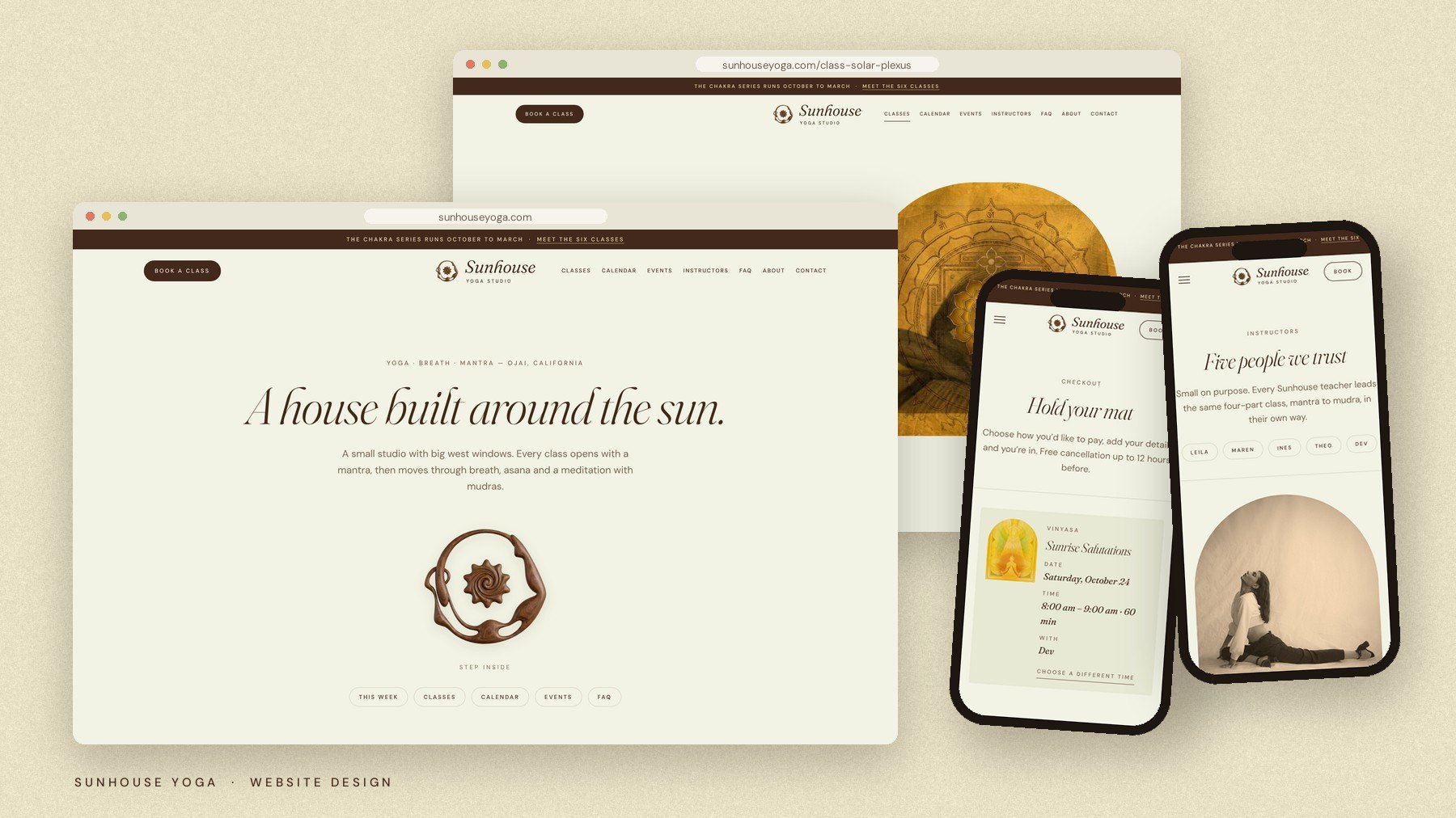 Sunhouse Yoga website on desktop and mobile