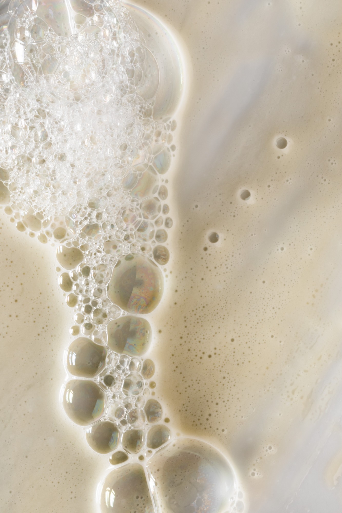 Beige enzyme foam, close up